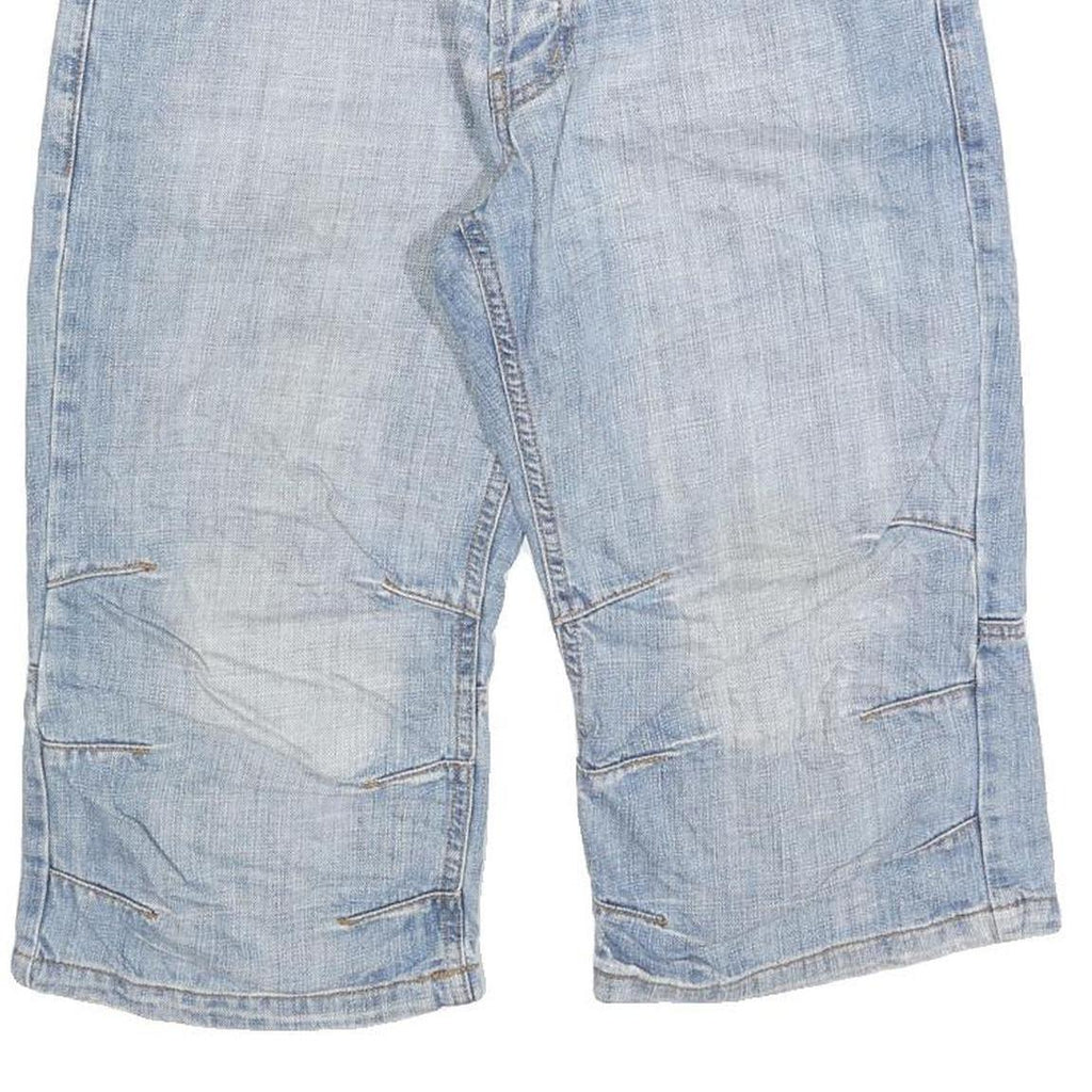 SMOG Mens Light Blue Denim Casual Shorts M W32 Cotton Blend Stitch Detail