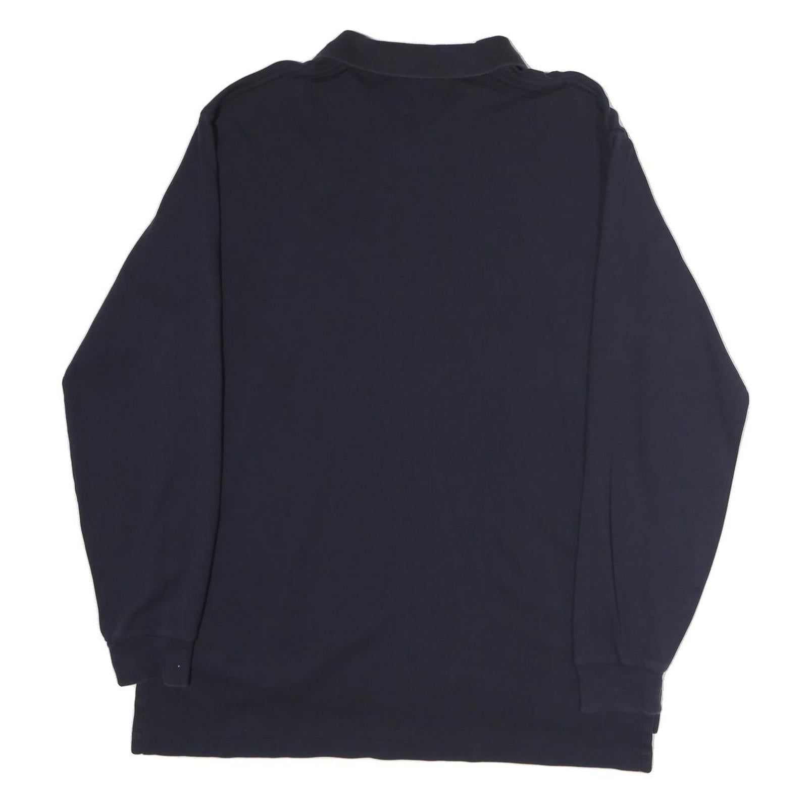 POLO RALPH LAUREN Mens Navy Blue Long Sleeve Plain L Cotton Polo Shirt Classic