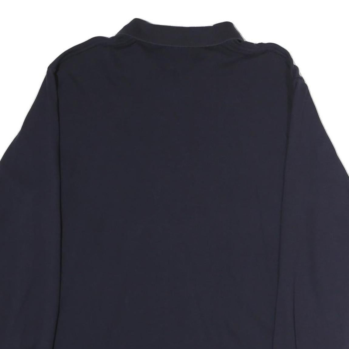 POLO RALPH LAUREN Mens Navy Blue Long Sleeve Plain L Cotton Polo Shirt Classic