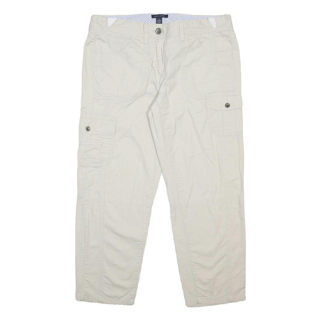 TOMMY HILFIGER Womens Cotton Beige Regular Cargo Trousers W32 L25 Utility Pocket