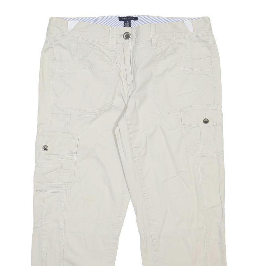 TOMMY HILFIGER Womens Cotton Beige Regular Cargo Trousers W32 L25 Utility Pocket