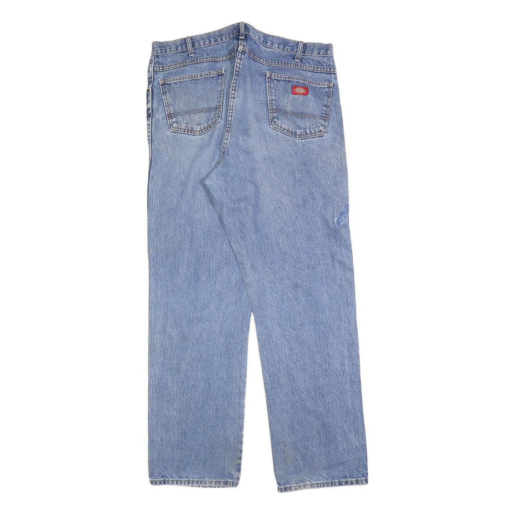 DICKIES Mens Regular Fit Blue Denim Straight Jeans W40 L34 Workwear Cotton Blend