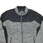 HARLEY DAVIDSON Mens Grey & Black Zip Jacket XL Polyester Blend Quilted