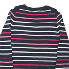 TOMMY HILFIGER Womens Navy Blue & Pink Patterned Jumper V-Neck M Cotton Blend