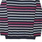 TOMMY HILFIGER Womens Navy Blue & Pink Patterned Jumper V-Neck M Cotton Blend