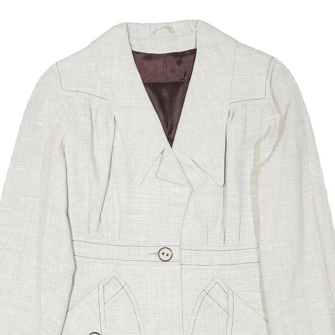 SIDWALL Womens White Wool Blend Fashion Jacket S Woven Button Closure Stylish