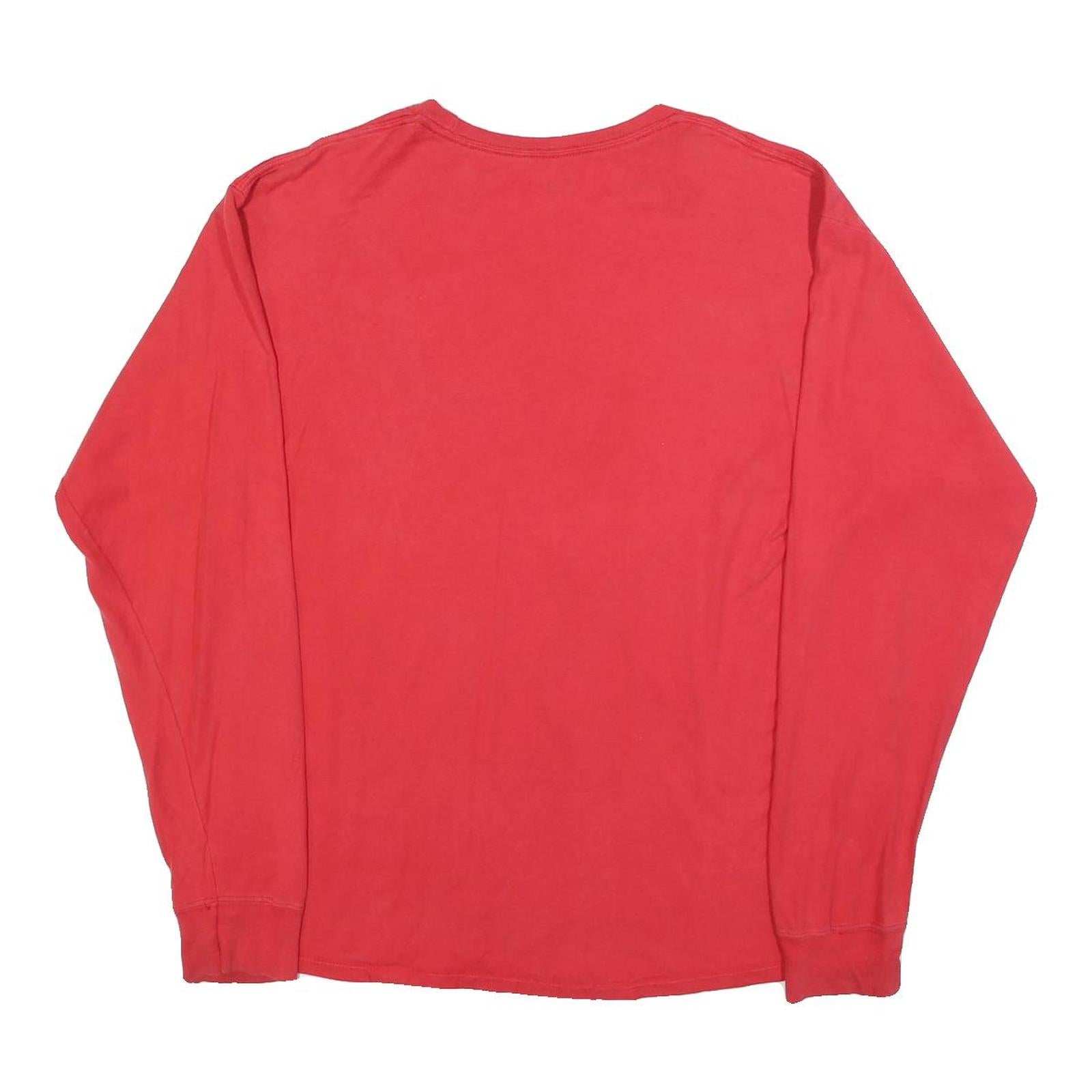 CHAMPION Mens Red Long Sleeve Crew Neck Logo Print T-Shirt L Casual