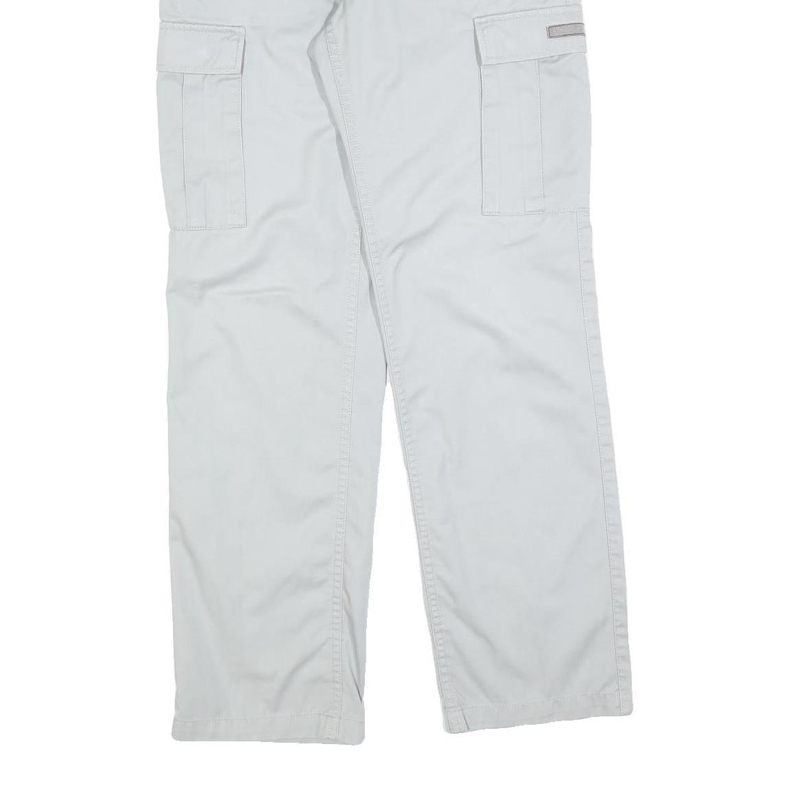 TEDDYS Mens Cotton Blend Grey Regular Cargo Trousers W30 L32 Casual Zip Closure