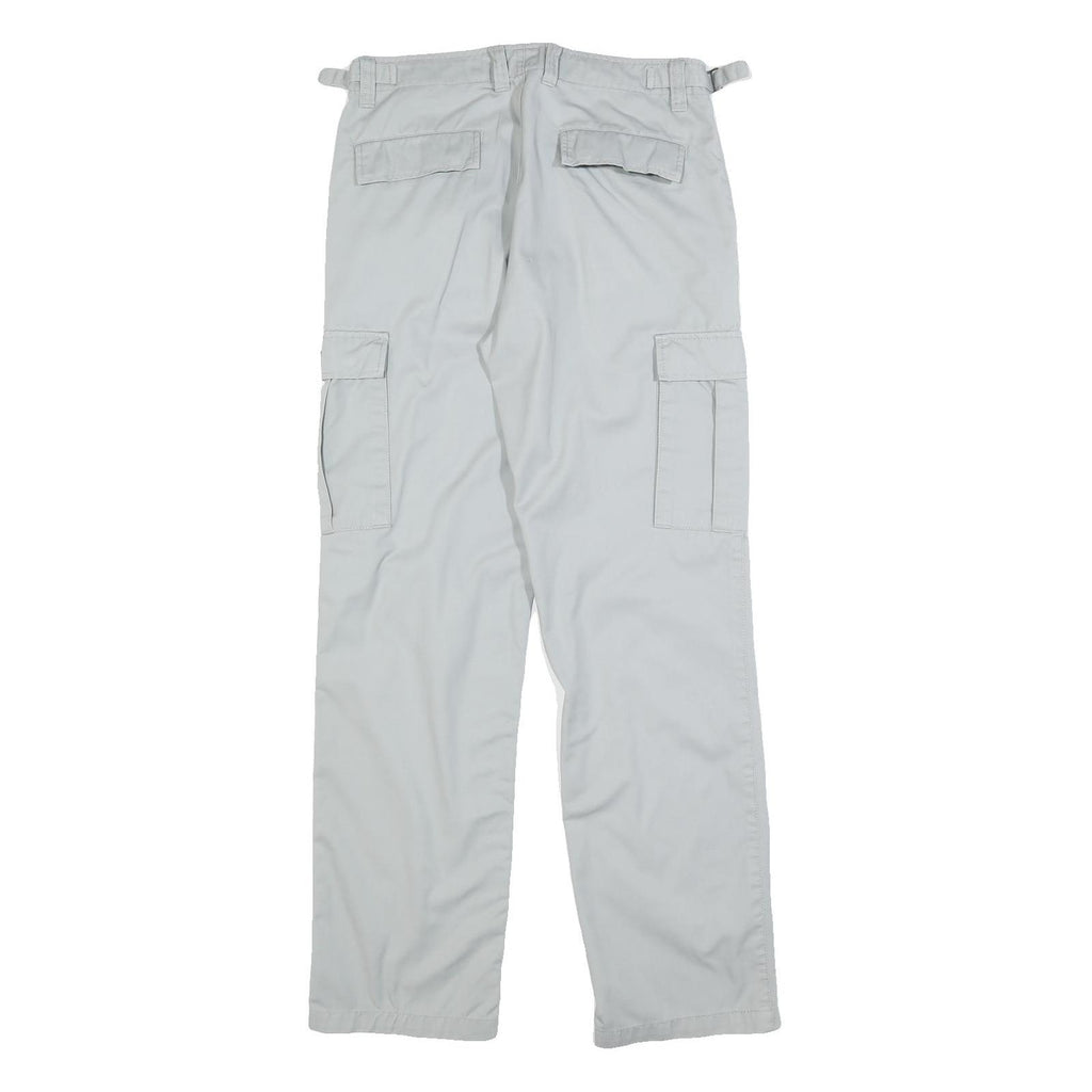 TEDDYS Mens Cotton Blend Grey Regular Cargo Trousers W30 L32 Casual Zip Closure