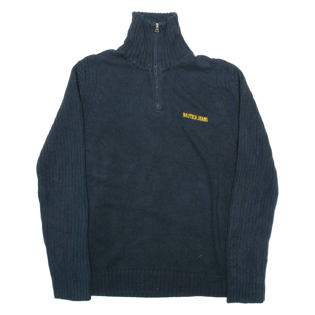 NAUTICA Mens Jumper Blue 1/4 Zip Tight Knit XL