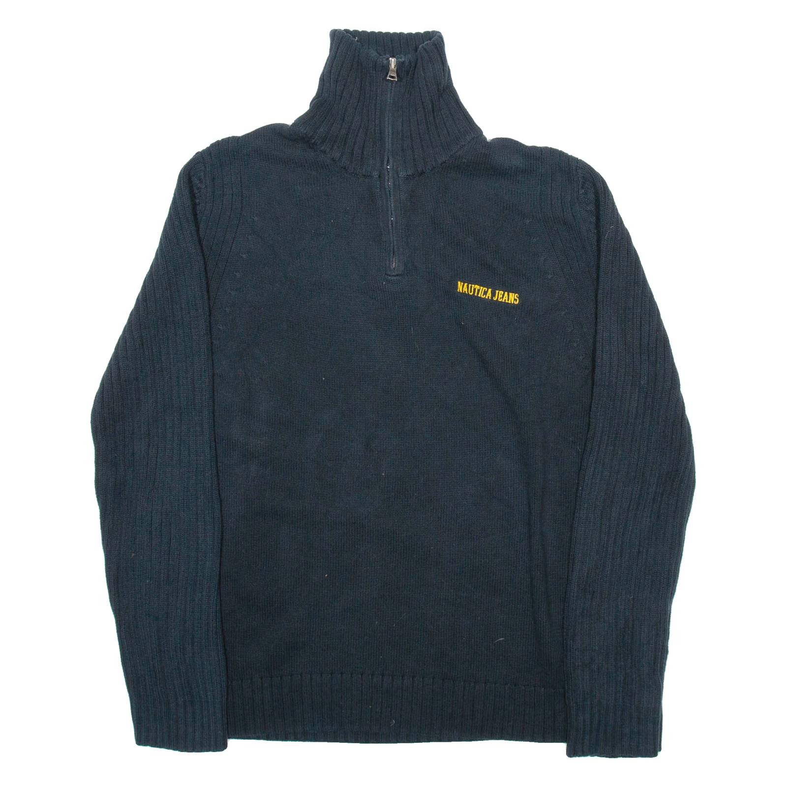 NAUTICA Mens Jumper Blue 1/4 Zip Tight Knit XL
