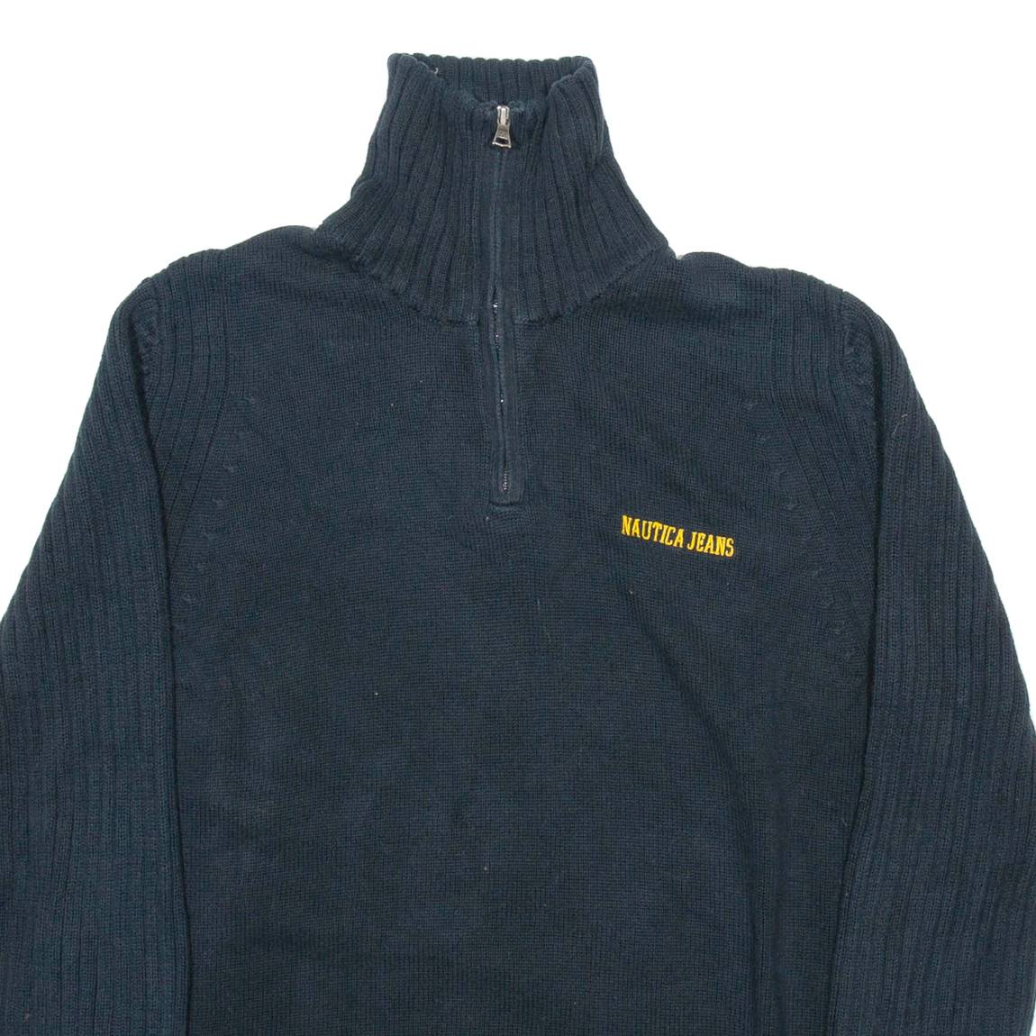 NAUTICA Mens Jumper Blue 1/4 Zip Tight Knit XL