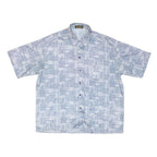 Mens Blue Grey Casual Shirt 2XL Polyester Blend Short Sleeve Button Down