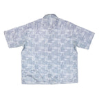 Mens Blue Grey Casual Shirt 2XL Polyester Blend Short Sleeve Button Down