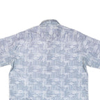 Mens Blue Grey Casual Shirt 2XL Polyester Blend Short Sleeve Button Down