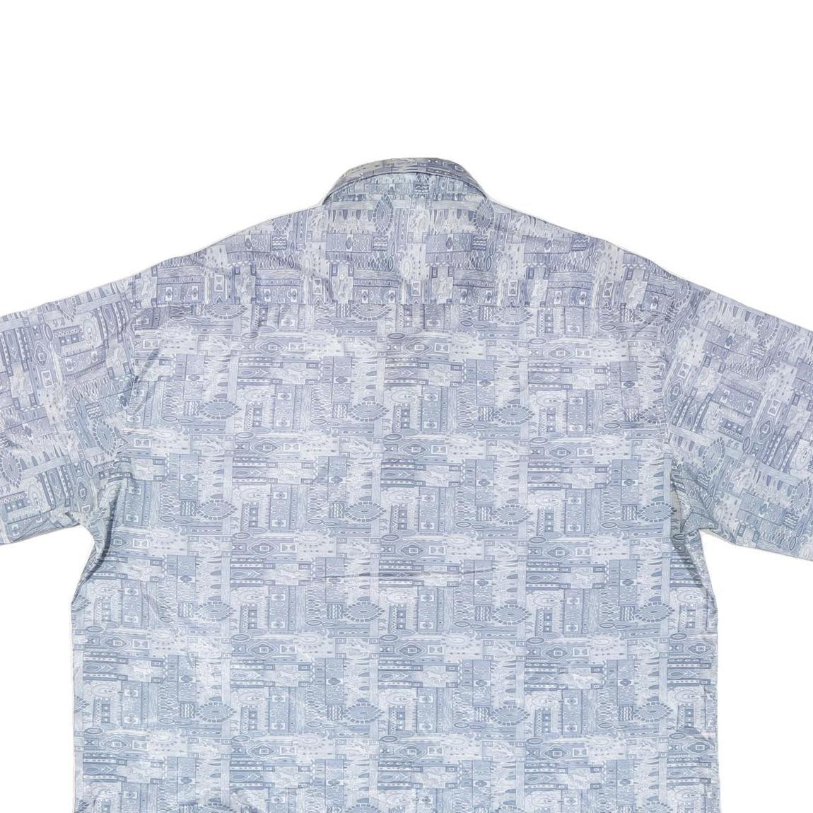 Mens Blue Grey Casual Shirt 2XL Polyester Blend Short Sleeve Button Down