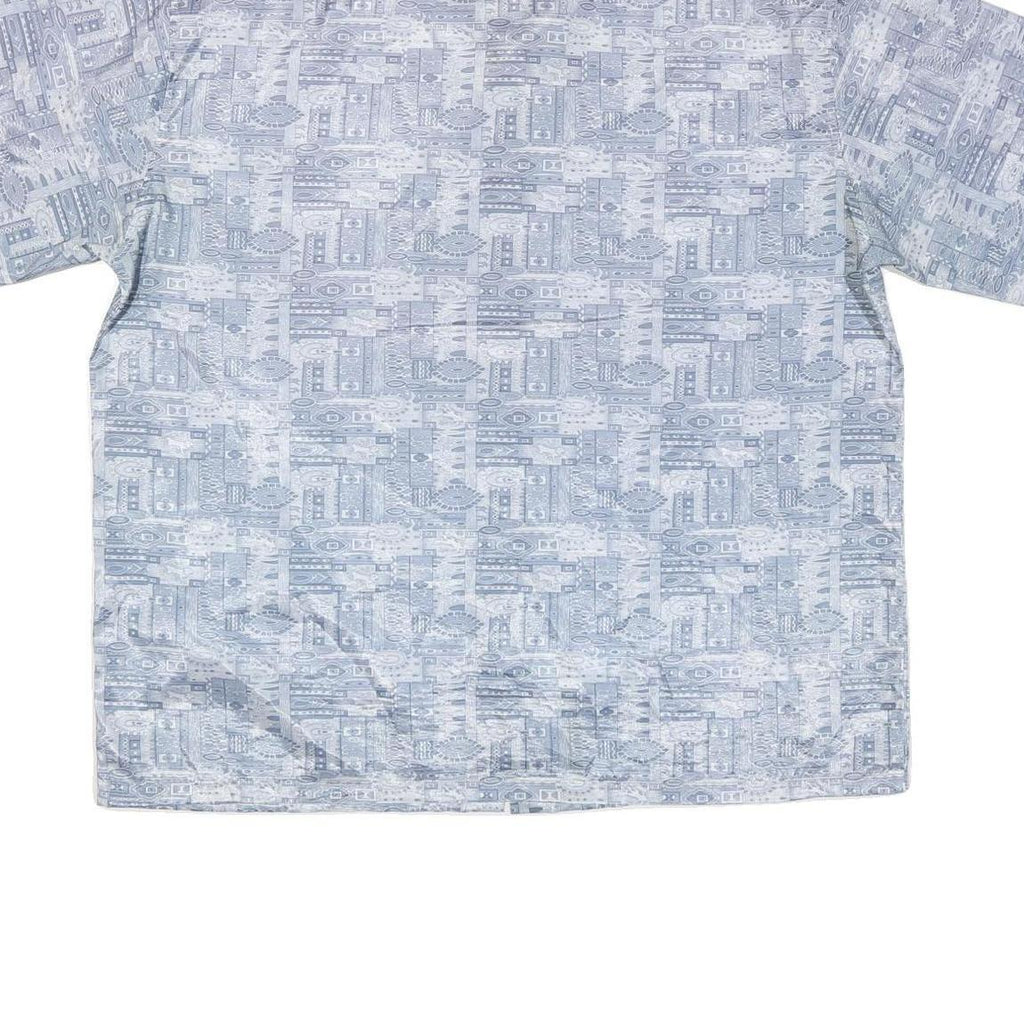 Mens Blue Grey Casual Shirt 2XL Polyester Blend Short Sleeve Button Down