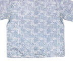 Mens Blue Grey Casual Shirt 2XL Polyester Blend Short Sleeve Button Down