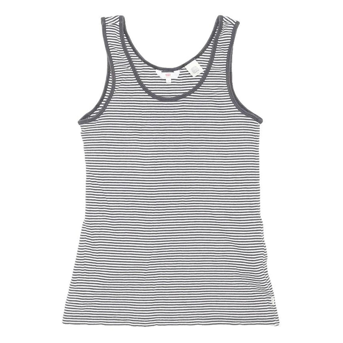 LEVI'S Womens Black & White Striped Sleeveless Scoop Neck Top L Cotton Blend