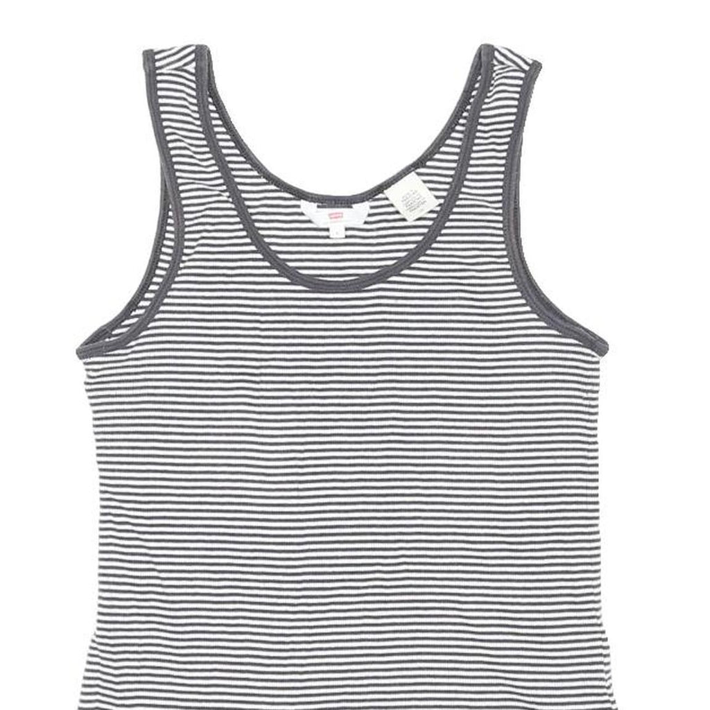 LEVI'S Womens Black & White Striped Sleeveless Scoop Neck Top L Cotton Blend