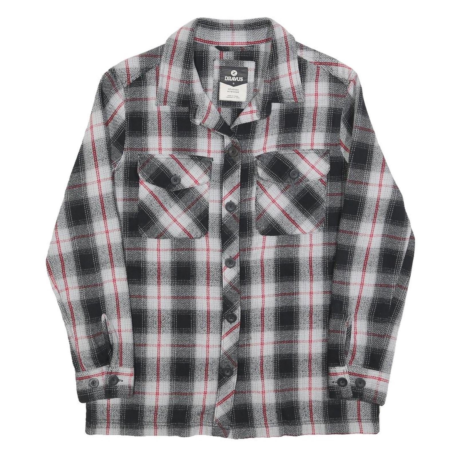 DRAVUS Womens Black & White Check Shirt S Cotton Blend Plaid Casual Button Up