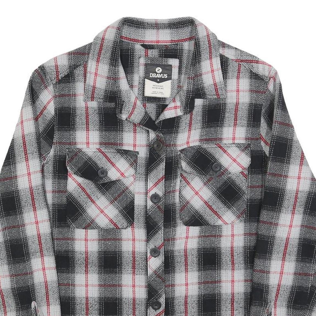 DRAVUS Womens Black & White Check Shirt S Cotton Blend Plaid Casual Button Up