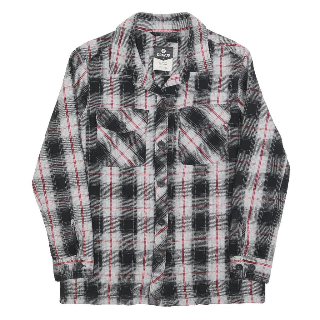 DRAVUS Womens Black & White Check Shirt S Cotton Blend Plaid Casual Button Up