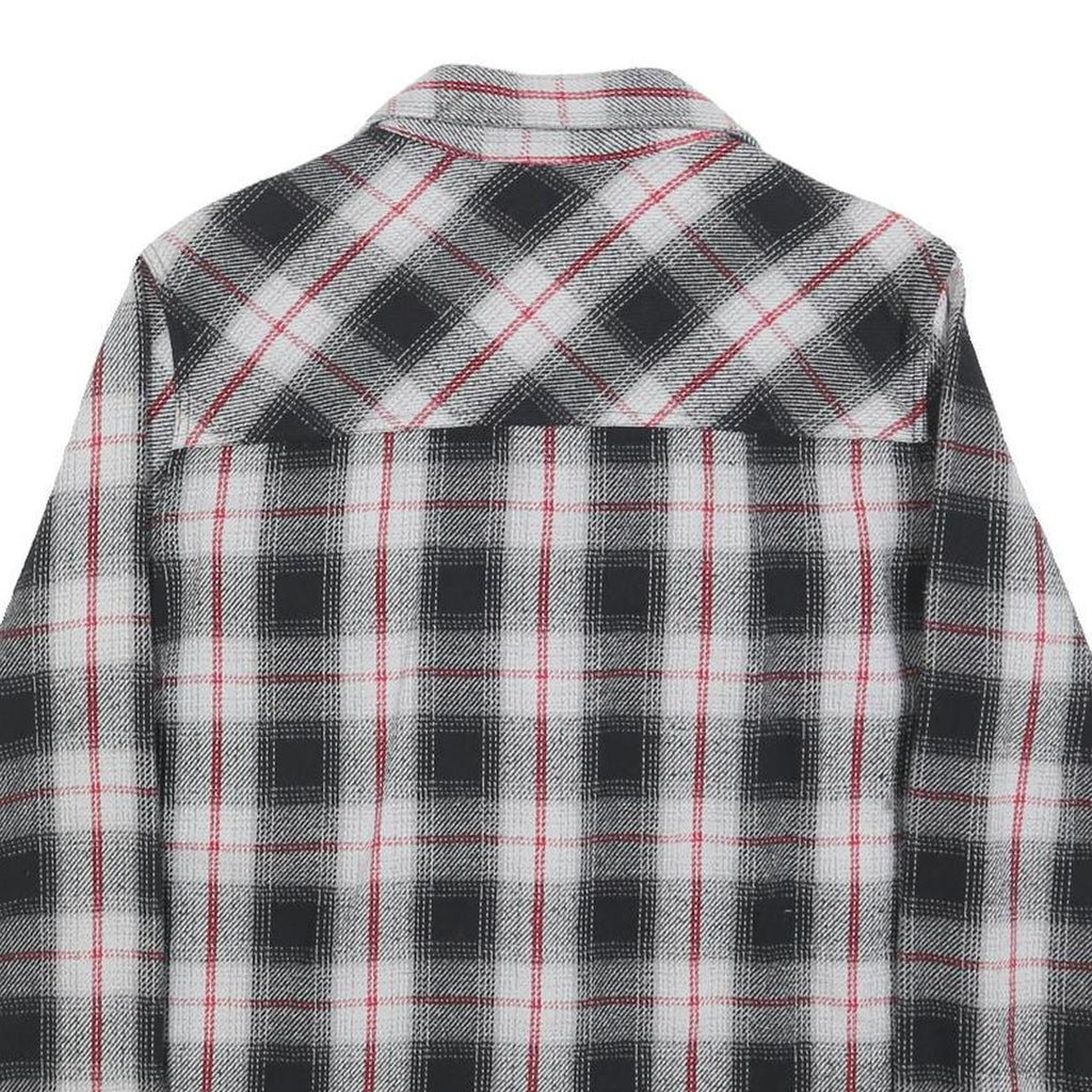 DRAVUS Womens Black & White Check Shirt S Cotton Blend Plaid Casual Button Up