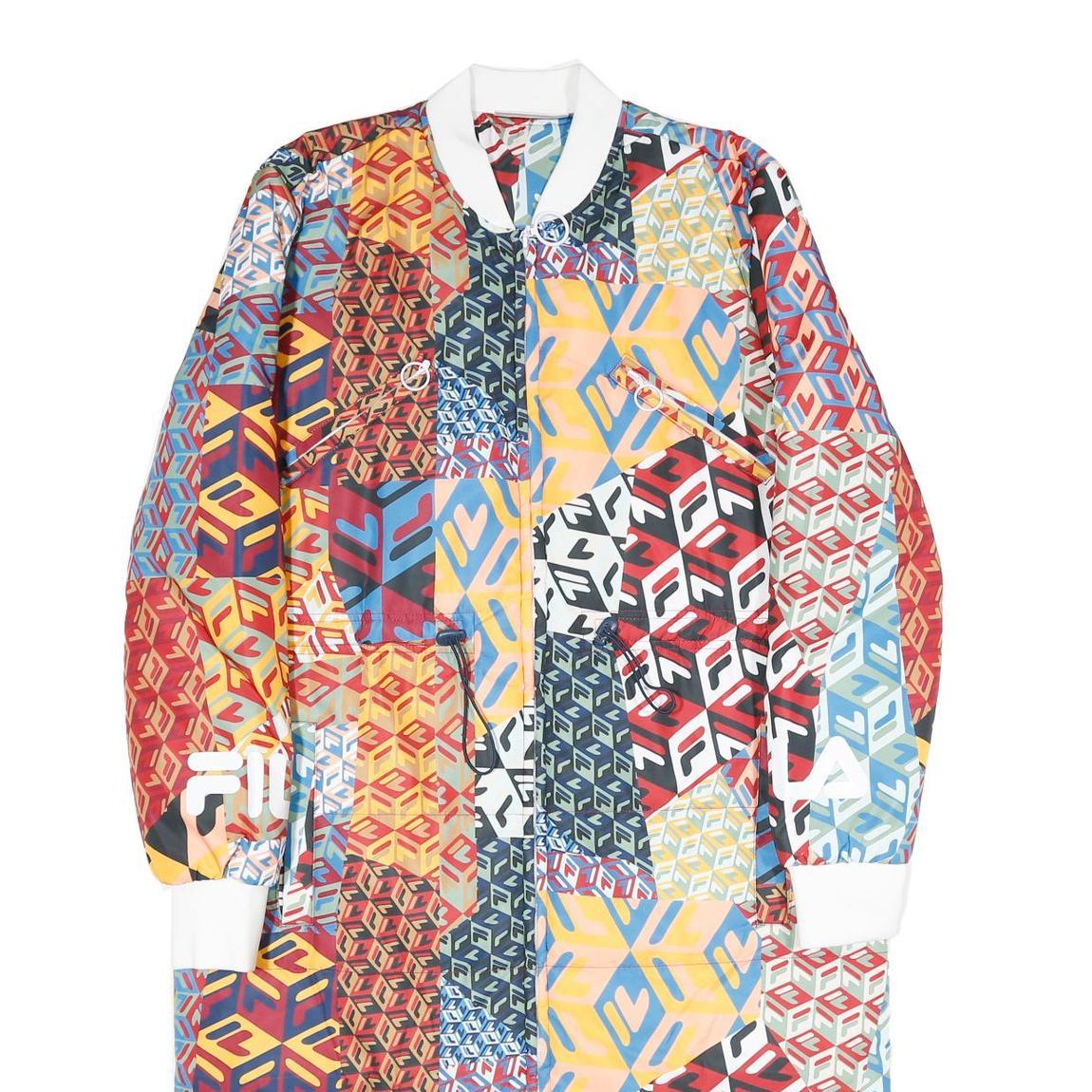 FILA Womens Multicolour Geometric Print Zip Jacket M Polyester Long Sleeve