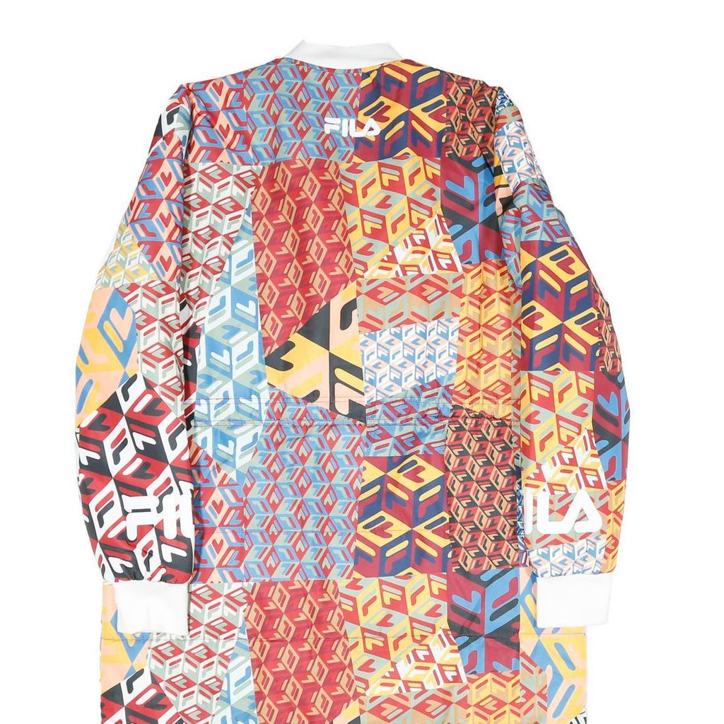 FILA Womens Multicolour Geometric Print Zip Jacket M Polyester Long Sleeve