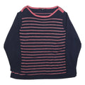 BONMARCHE Womens Navy Blue & Pink Striped Plain Jumper Round Neck Basic Knit 2XL