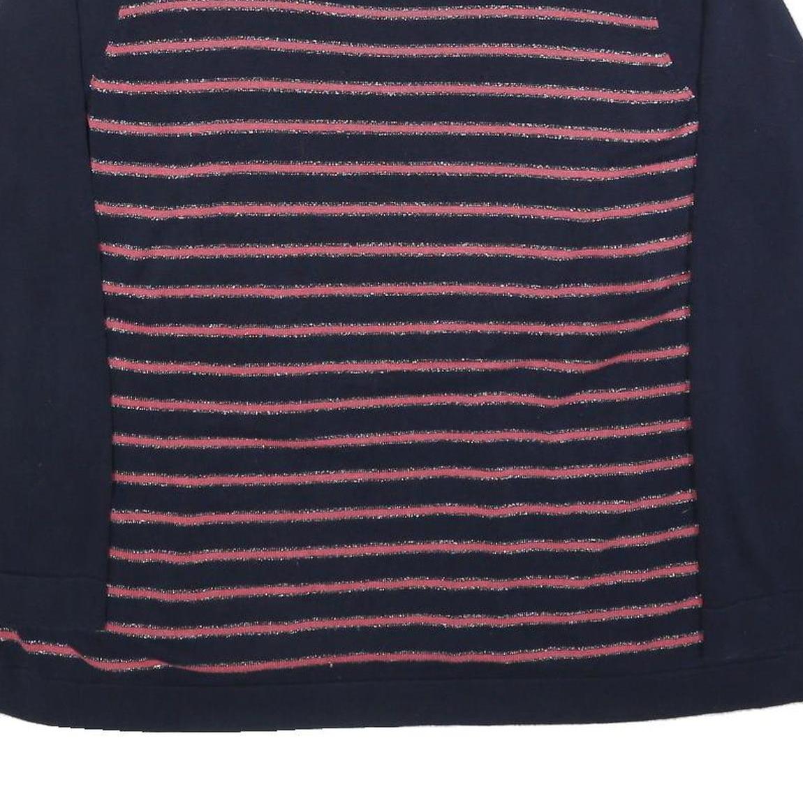 BONMARCHE Womens Navy Blue & Pink Striped Plain Jumper Round Neck Basic Knit 2XL