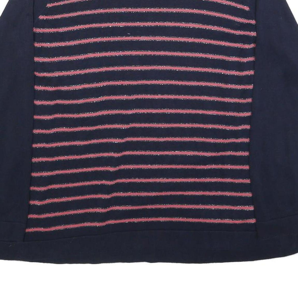 BONMARCHE Womens Navy Blue & Pink Striped Plain Jumper Round Neck Basic Knit 2XL