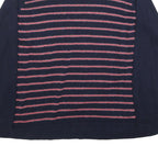 BONMARCHE Womens Navy Blue & Pink Striped Plain Jumper Round Neck Basic Knit 2XL