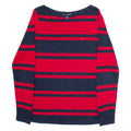 TOMMY HILFIGER Womens Patterned Jumper Red Striped Tight Knit L