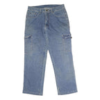 Mens Regular Blue Denim Jeans W32 L28 Cotton Zip Pockets Casual Classic Fit