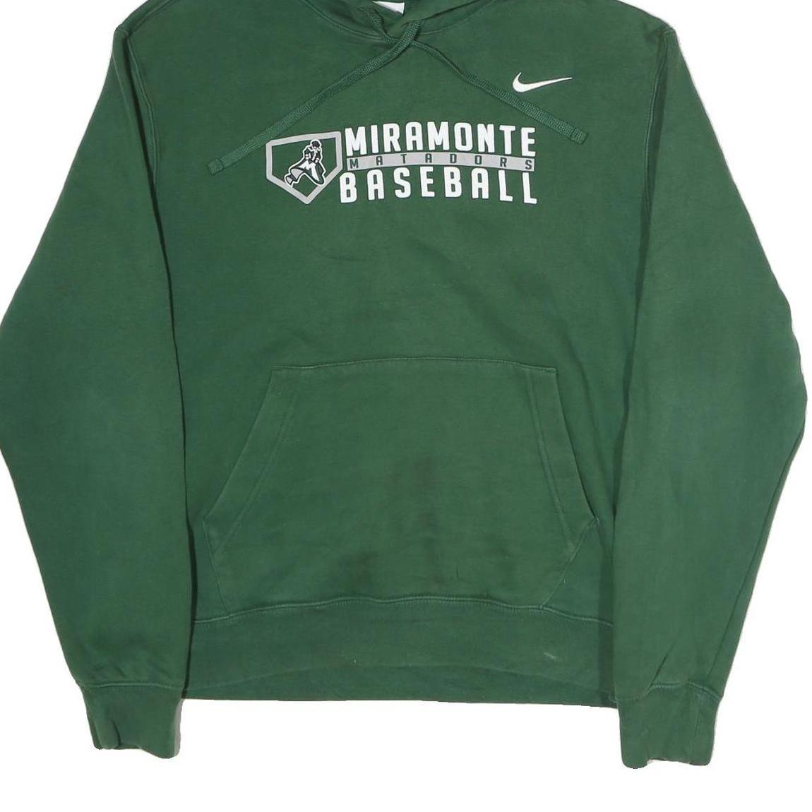 NIKE Mens Green Miramonte Baseball Pullover Hoodie M Cotton Casual Sportswear