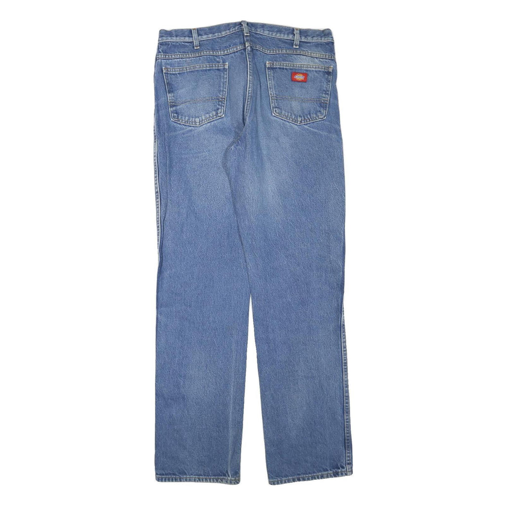 DICKIES Mens Regular Fit Blue Denim Jeans W36 L34 Zip Pocket Casual Workwear