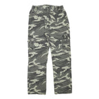 Mens Lined Cotton Blend Regular Fit Grey Camouflage Cargo Trousers W28 L28