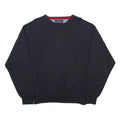 TOMMY HILFIGER Mens Navy Blue Plain Crew Neck Basic Knit Jumper XL Cotton Casual