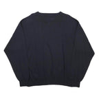 TOMMY HILFIGER Mens Navy Blue Plain Crew Neck Basic Knit Jumper XL Cotton Casual