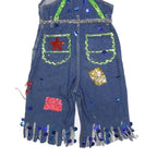 LEE Womens Blue Cotton Blend Denim Dungarees XS W26 L13 Sequinned Patchwork