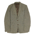 Mens Beige & Brown Houndstooth Classic Jacket L Cotton Button Closure