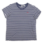 LEVI'S Womens Blue & White Stripe T-Shirt M Short Sleeve Crew Neck Striped