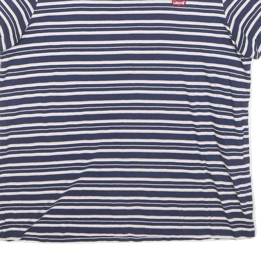 LEVI'S Womens Blue & White Stripe T-Shirt M Short Sleeve Crew Neck Striped