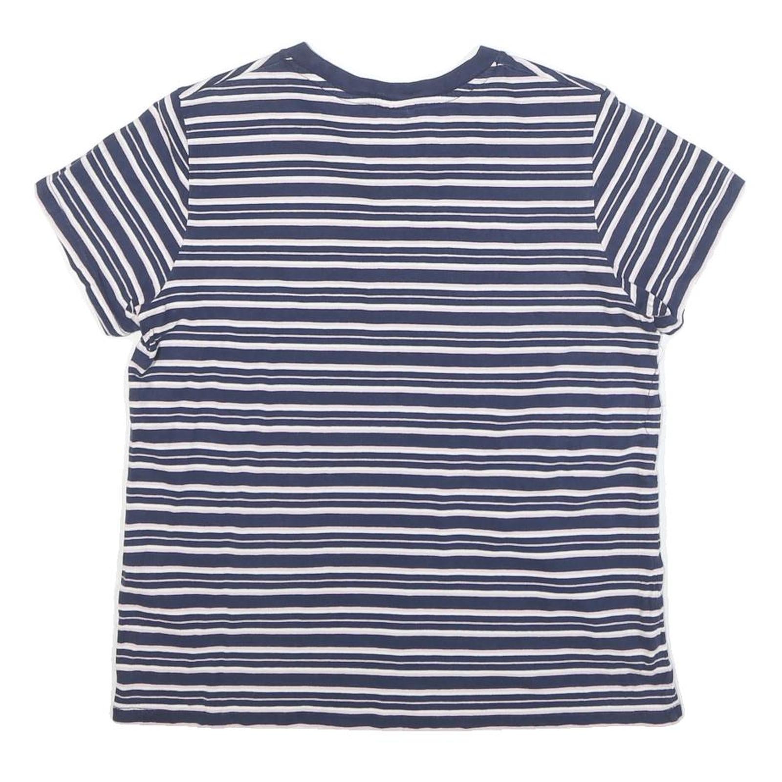 LEVI'S Womens Blue & White Stripe T-Shirt M Short Sleeve Crew Neck Striped