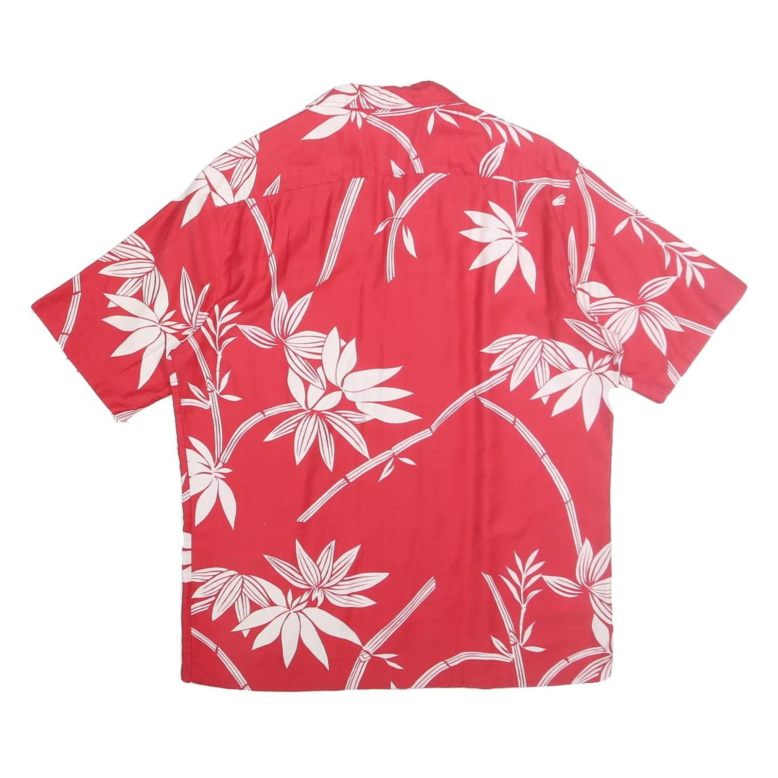 HELENA Mens Red & White Hawaiian Shirt M Cotton Floral Summer Casual