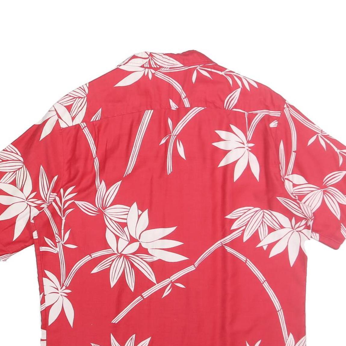 HELENA Mens Red & White Hawaiian Shirt M Cotton Floral Summer Casual