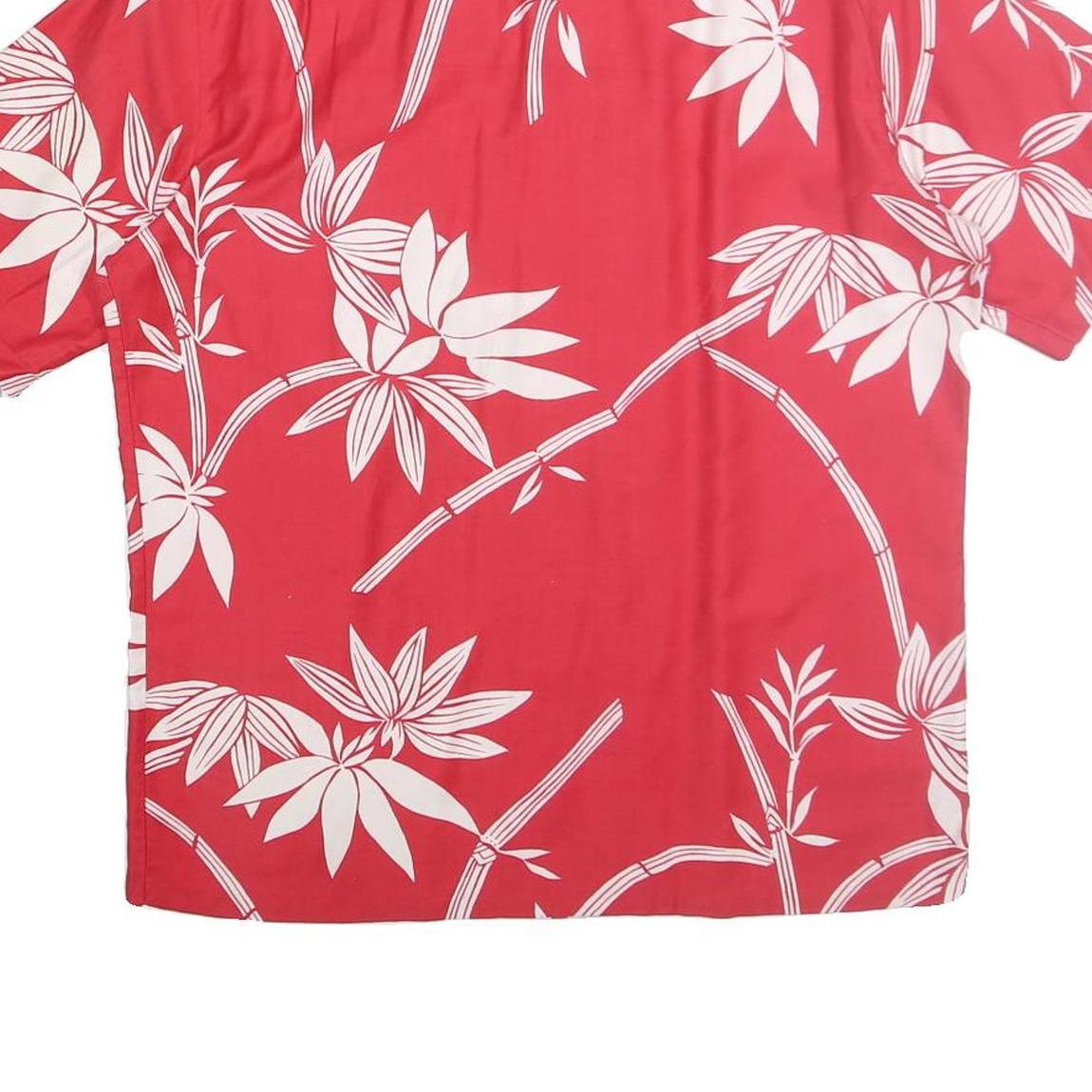 HELENA Mens Red & White Hawaiian Shirt M Cotton Floral Summer Casual