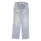 BIG STORM Mens Regular Fit Blue Denim Jeans W32 L34 Cargo Style Zip Closure